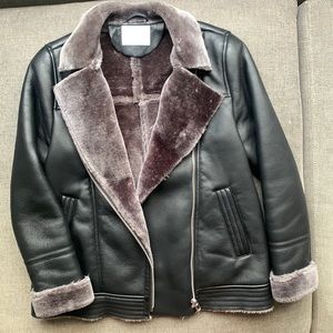 Zara kids faux leather shearling jacket size 10